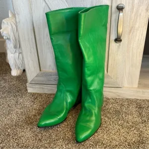 Gorgeous Green Leather Riding GOGO Boho Holiday Festival Equestrian Boots