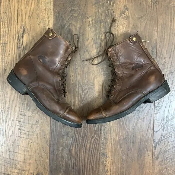 Grand Prix Brown Leather Lace-Up Riding Boots 5.5