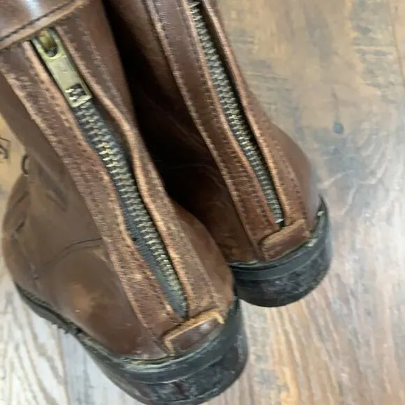 Grand Prix Brown Leather Lace-Up Riding Boots 5.5