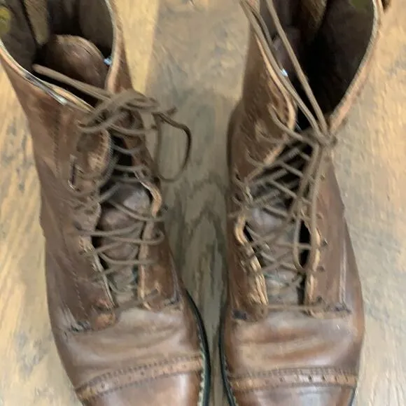 Grand Prix Brown Leather Lace-Up Riding Boots 5.5