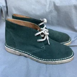 Green Suede Desert Boots Lace Up Crepe Soles Shoes Men’s Size 42 Casual Fall