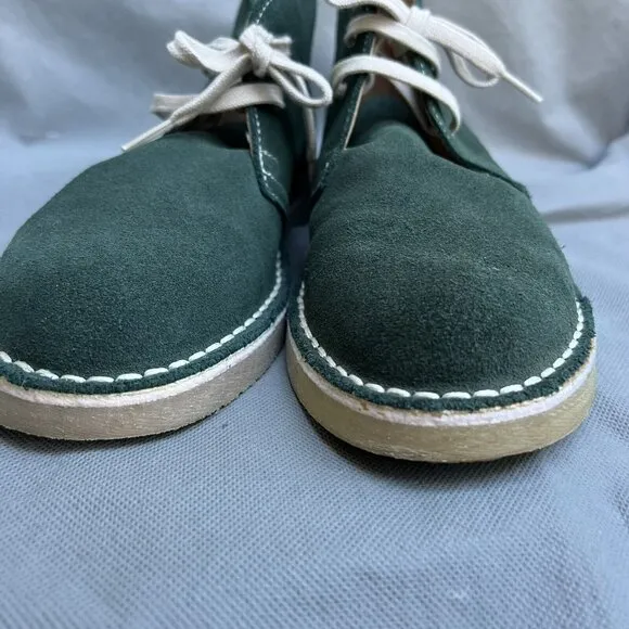 Green Suede Desert Boots Lace Up Crepe Soles Shoes Men’s Size 42 Casual Fall