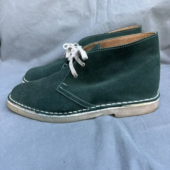 Green Suede Desert Boots Lace Up Crepe Soles Shoes Men’s Size 42 Casual Fall