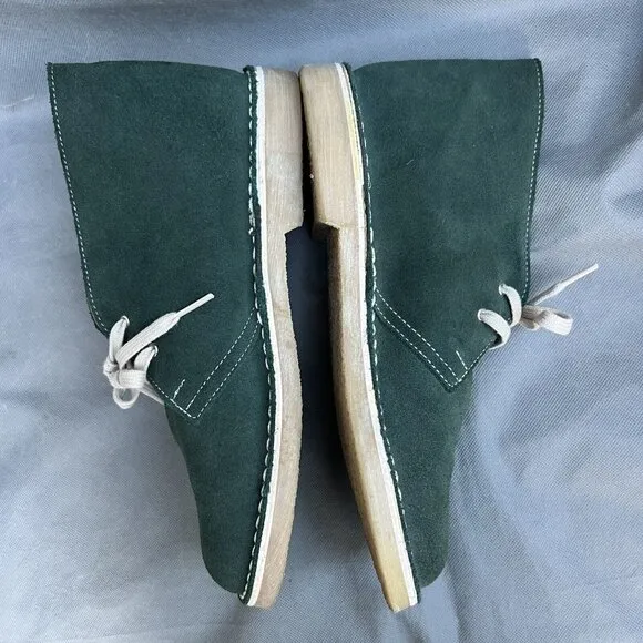 Green Suede Desert Boots Lace Up Crepe Soles Shoes Men’s Size 42 Casual Fall