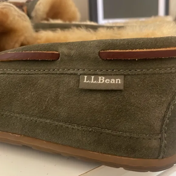 Green Suede Slip-On Loafers with Fuzzy Lining
