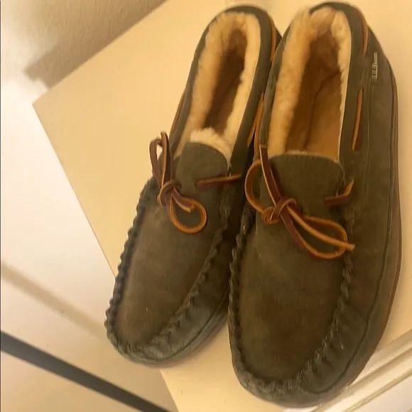 Green Suede Slip-On Loafers with Fuzzy Lining