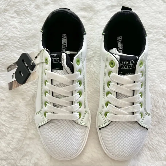 Ground Up Grogu Baby Yoda Mesh Court Sneakers White Green Size 2 Little Kid