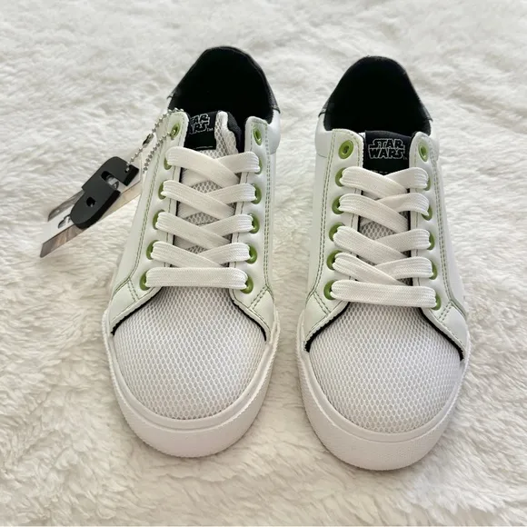 Ground Up Grogu Baby Yoda Mesh Court Sneakers White Green Size 2 Little Kid