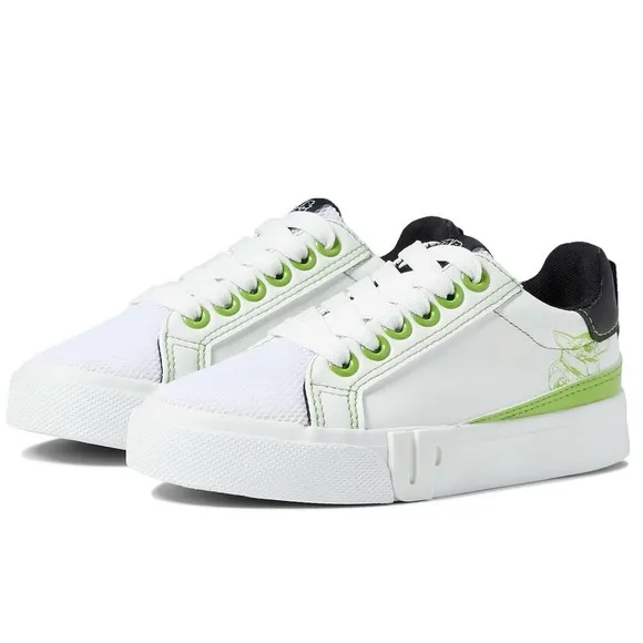 Ground Up Grogu Baby Yoda Mesh Court Sneakers White Green Size 2 Little Kid