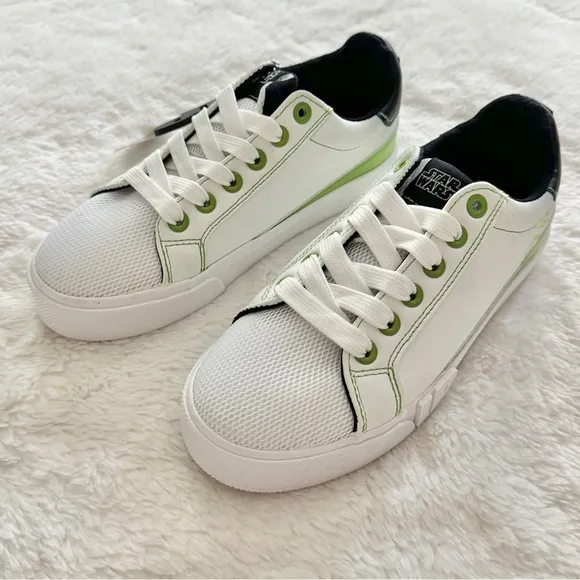 Ground Up Grogu Baby Yoda Mesh Court Sneakers White Green Size 2 Little Kid