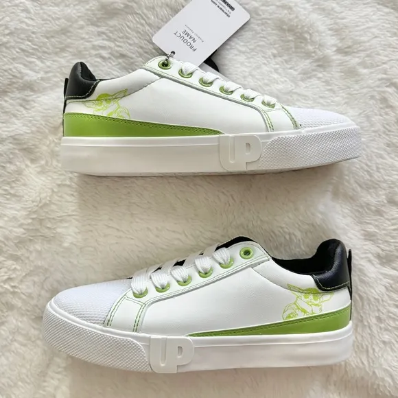 Ground Up Grogu Baby Yoda Mesh Court Sneakers White Green Size 2 Little Kid