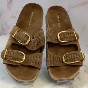 GUC Veronica Beard Brown and Gold Comfort Sandals Size 8