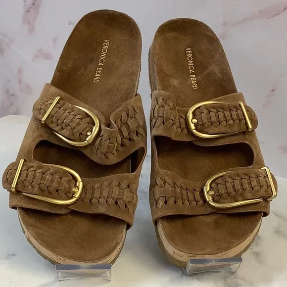 GUC Veronica Beard Brown and Gold Comfort Sandals Size 8