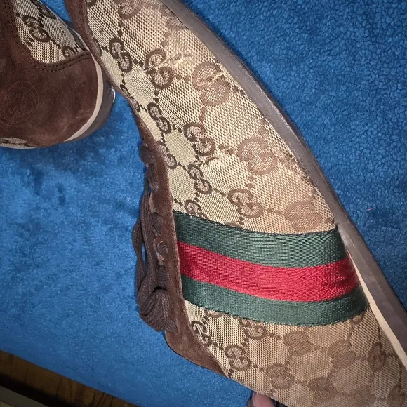 Gucci Brown and Cream Sneakers with Signature Design