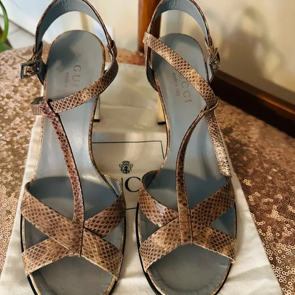 Gucci Brown Strappy Sandals