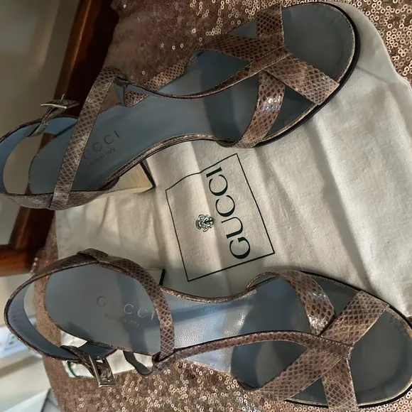 Gucci Brown Strappy Sandals