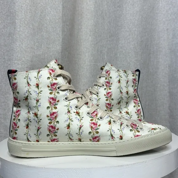 GUCCI CANVAS ROMANTIC PRINT MAJOR BLIND FOR LOVE HIGH TOP SNEAKERS **NIB…