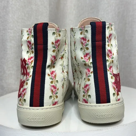 GUCCI CANVAS ROMANTIC PRINT MAJOR BLIND FOR LOVE HIGH TOP SNEAKERS **NIB…