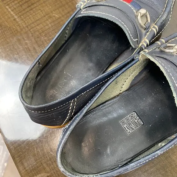Gucci Horsebit Leather Loafers Slip Ons Men's 42.5E 154021