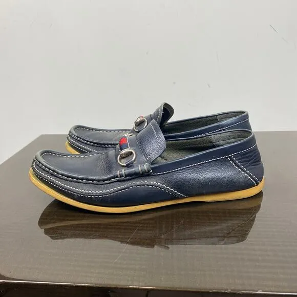 Gucci Horsebit Leather Loafers Slip Ons Men's 42.5E 154021
