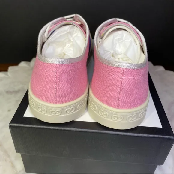 Gucci Kids Fruit Pink and Blue Canvas Sneakers NWT