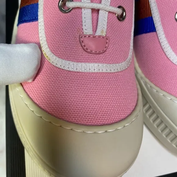 Gucci Kids Fruit Pink and Blue Canvas Sneakers NWT