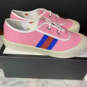 Gucci Kids Fruit Pink and Blue Canvas Sneakers NWT