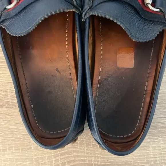 Gucci Navy and Red Slip-On Loafers