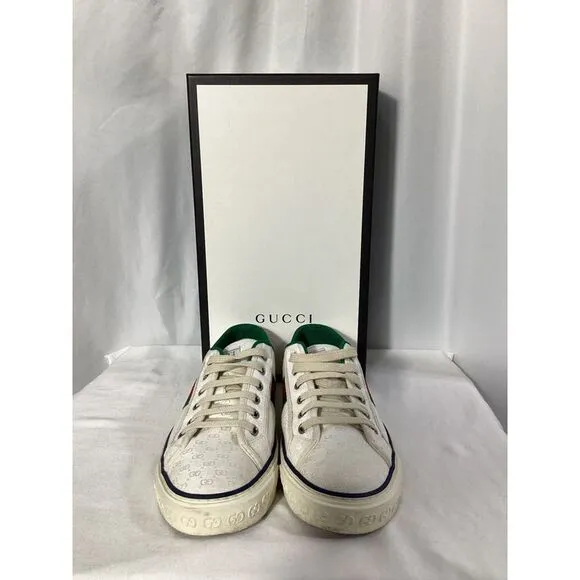 Gucci Tennis 1977 Mini GG Sneakers in White Canvas