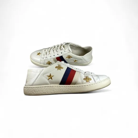 Gucci-Women's Ace Leather &amp; Canvas Sneaker-35.5 | Retail Price: $890