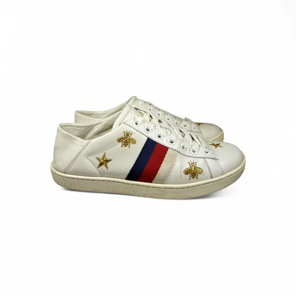 Gucci-Women's Ace Leather &amp; Canvas Sneaker-35.5 | Retail Price: $890