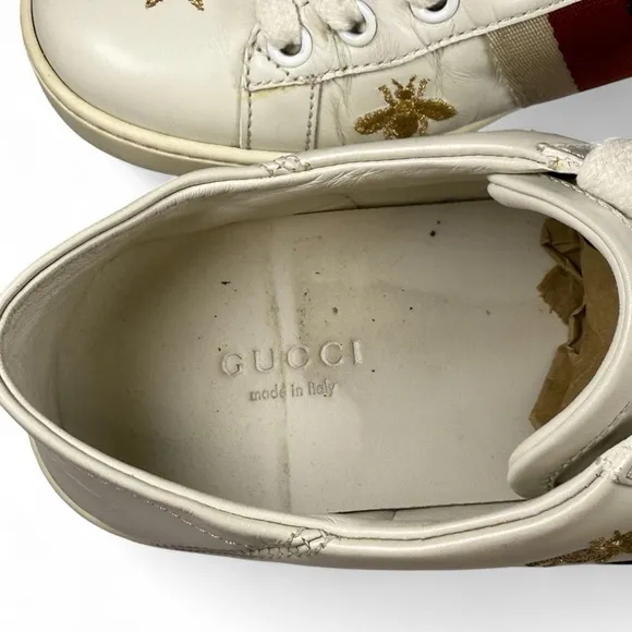 Gucci-Women's Ace Leather &amp; Canvas Sneaker-35.5 | Retail Price: $890