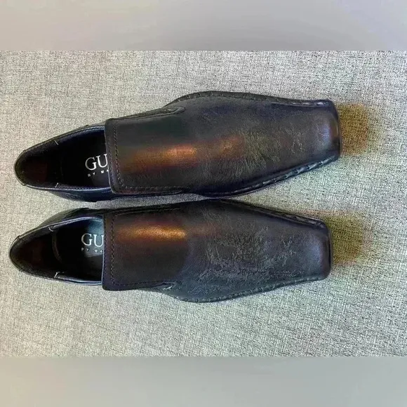 GUESS BY MARCIANO GMMACE BLACK LEATHER SLIP ON WESTERN LOAFERS SHOES