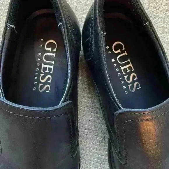 GUESS BY MARCIANO GMMACE BLACK LEATHER SLIP ON WESTERN LOAFERS SHOES