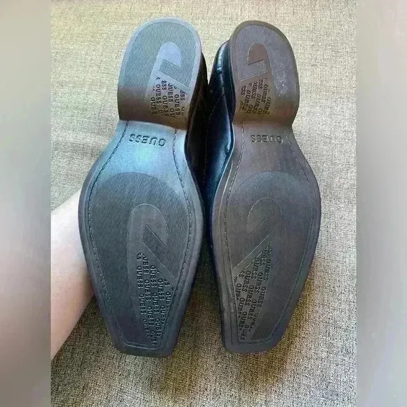 GUESS BY MARCIANO GMMACE BLACK LEATHER SLIP ON WESTERN LOAFERS SHOES