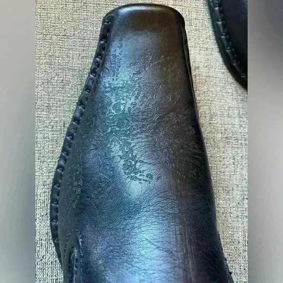 GUESS BY MARCIANO GMMACE BLACK LEATHER SLIP ON WESTERN LOAFERS SHOES