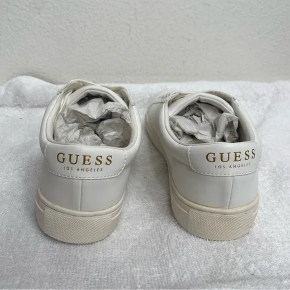 GUESS Men's White Barette Low-Top Lace Up Sneakers Size 8 Casual Streetwear