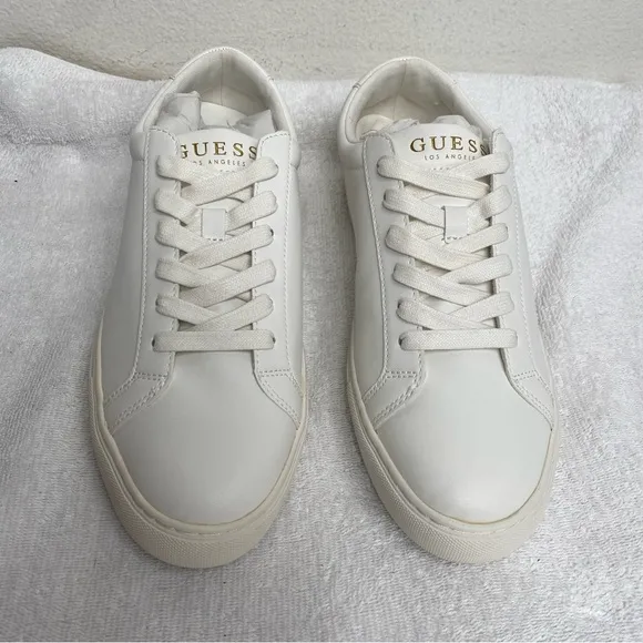 GUESS Men's White Barette Low-Top Lace Up Sneakers Size 8 Casual Streetwear