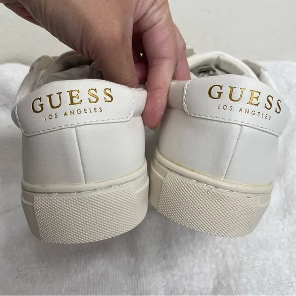 GUESS Men's White Barette Low-Top Lace Up Sneakers Size 8 Casual Streetwear