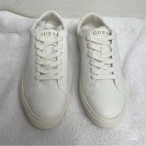 GUESS Men's White Barette Low-Top Lace Up Sneakers Size 8 Casual Streetwear