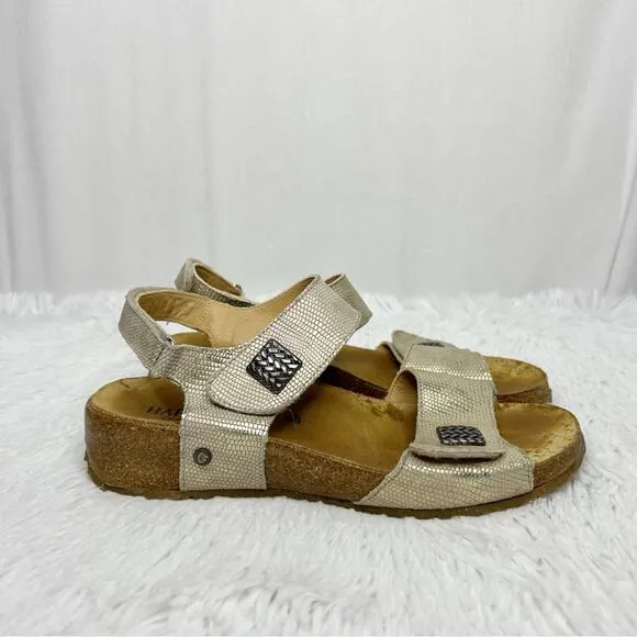 HAFLINGER / metallic gold strappy comfort sandals / 38 (US size 7)