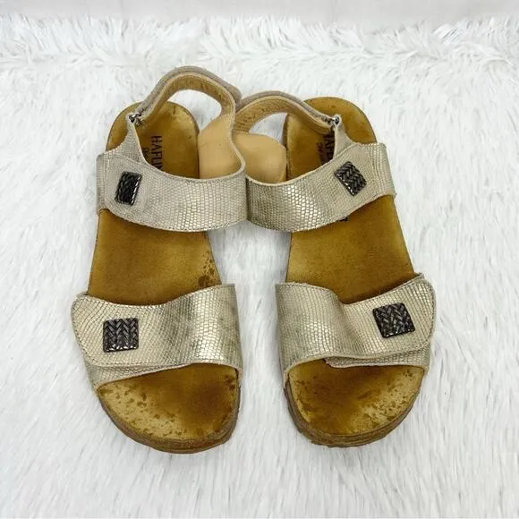 HAFLINGER / metallic gold strappy comfort sandals / 38 (US size 7)