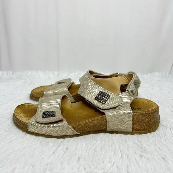 HAFLINGER / metallic gold strappy comfort sandals / 38 (US size 7)