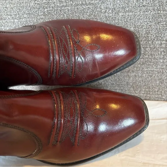 Hanover Burgundy‎ Leather Ankle Riding Boots Mens Size 8.5 EEE Side Zip Western