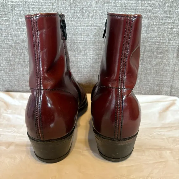 Hanover Burgundy‎ Leather Ankle Riding Boots Mens Size 8.5 EEE Side Zip Western