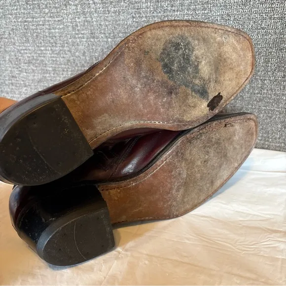 Hanover Burgundy‎ Leather Ankle Riding Boots Mens Size 8.5 EEE Side Zip Western