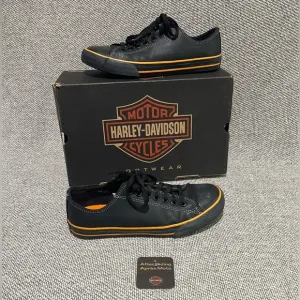 Harley-Davidson Black and Orange Sneakers Low-Top Canvas with box and tags.