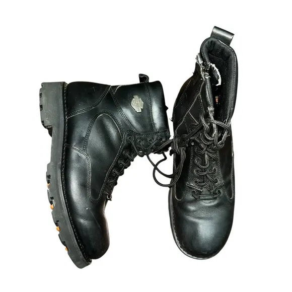 Harley Davidson Black Lace Up / side Zip Riding Boots 93074 Size 11