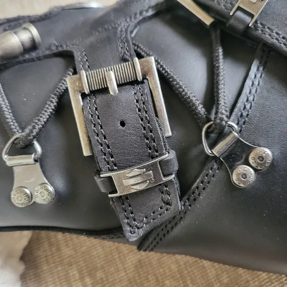 Harley Davidson Black Leather Buckle Boots