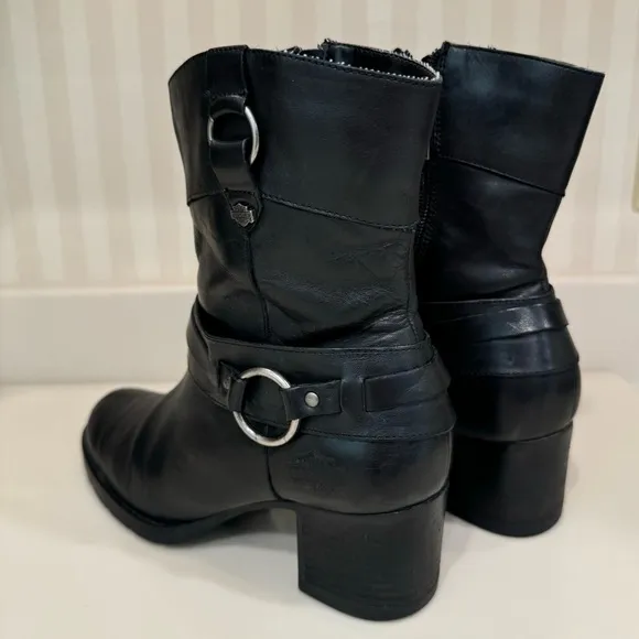 Harley Davidson Black Leather Riding Boots Women’s Size 7 D85397